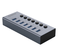 Orico 7x USB-A 3.0 z włącznikami - szary - 1343437 - zdjęcie 1
